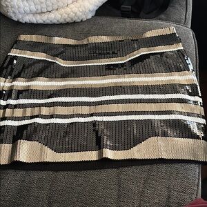 Express Black and Gold Sequin Mini Skirt